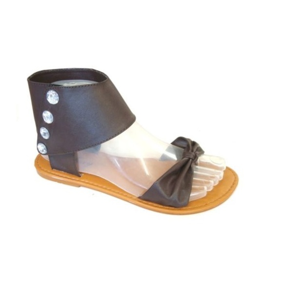 Girls' Ankle Strap Gladiator Flat Sandals 3134 - Brown - Picture 1 of 1